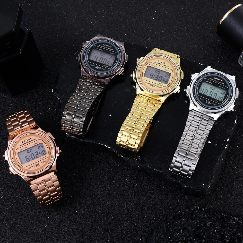 ultra-thin watch WR F92W steel band A159 new round fashion watch multi-function electronic watch.🔥🔥🔥