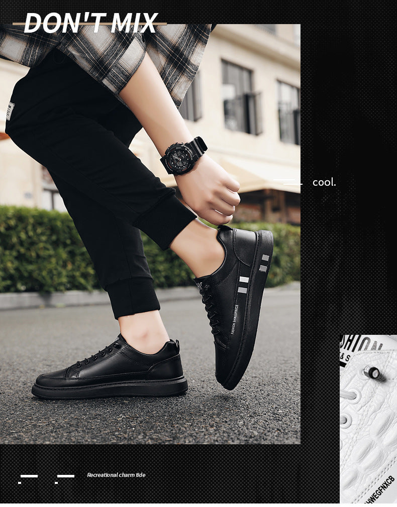Breathable White Shoes for Men 2024 New Korean Style Trendy Casual Men's Trendy Shoes White Shoes Leather Panel Shoes Spring Live Broadcast