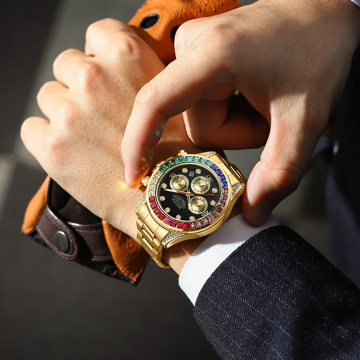 New Product Rainbow Di Same Style Watch Men's Three-Eye Six-Pin Multi-Functional Business Quartz Watch