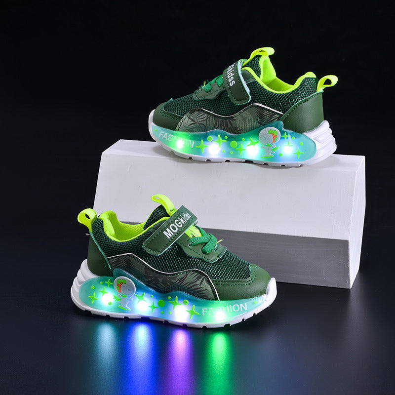 Light-Up Spring & Fall Mesh Comfortable and Lightweight Casual Light-Up Shoes for Small and Medium-Sized Children