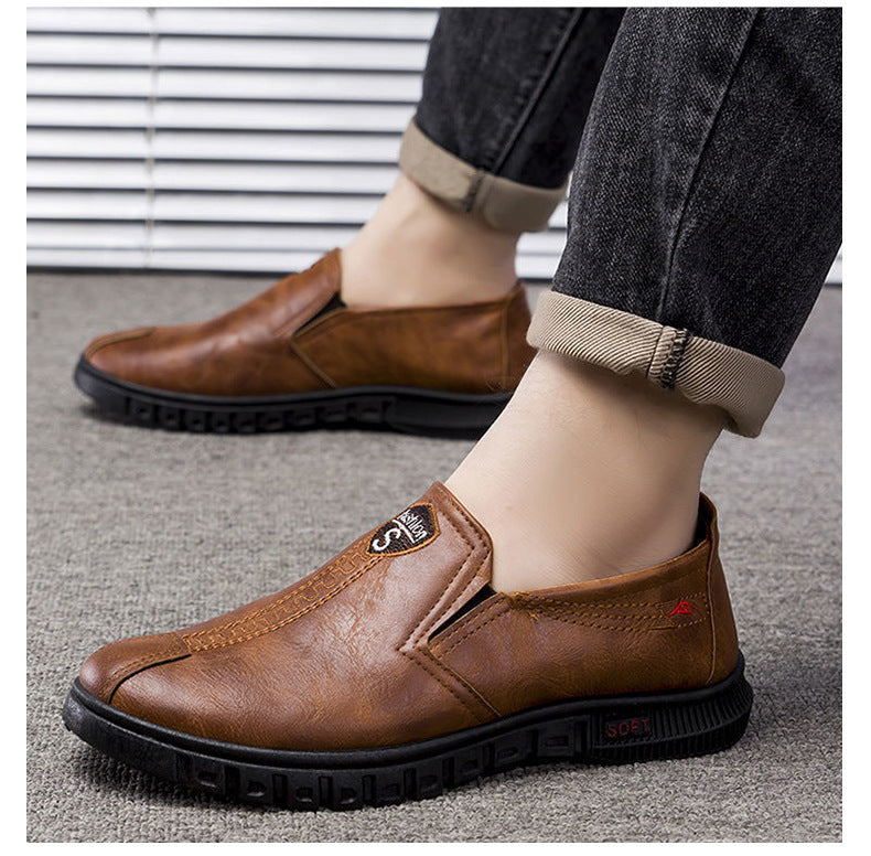 Men's Shoes 2026 New Business Casual Shoes British Style Slip-On Men's Casual Korean Style Breathable Leather Shoes with a High-End Feel