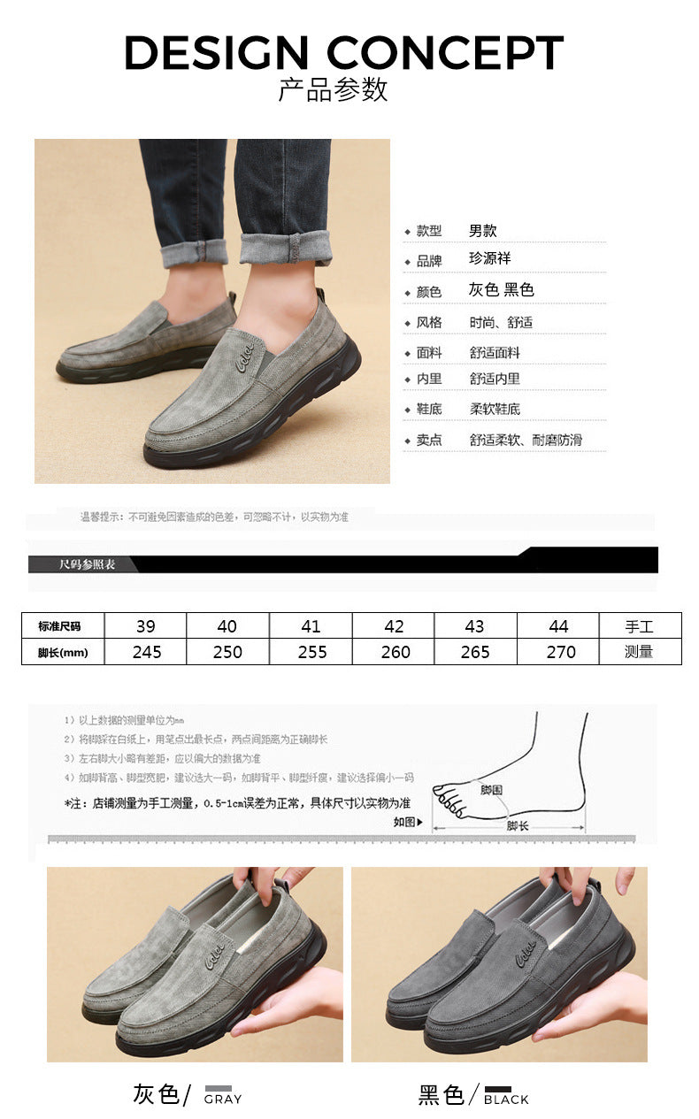 Old Beijing Cloth Shoes for Men, Soft-Soled, Comfortable Dad Shoes, Middle-Aged and Elderly Non-Slip Breathable Casual Walking Shoes for Men