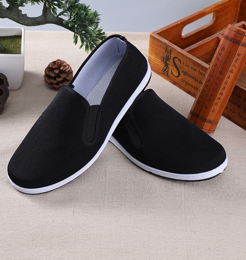 Old Beijing Cloth Shoes Men's Soft Sole Breathable Driving Work Shoes Black Rubber Sole Imitation Thousand Layer Sole Flats Cloth Shoes for Men