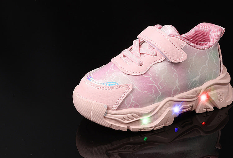 Spring and Autumn New Girls' Sports Shoes Light-Up Cartoon Shoes