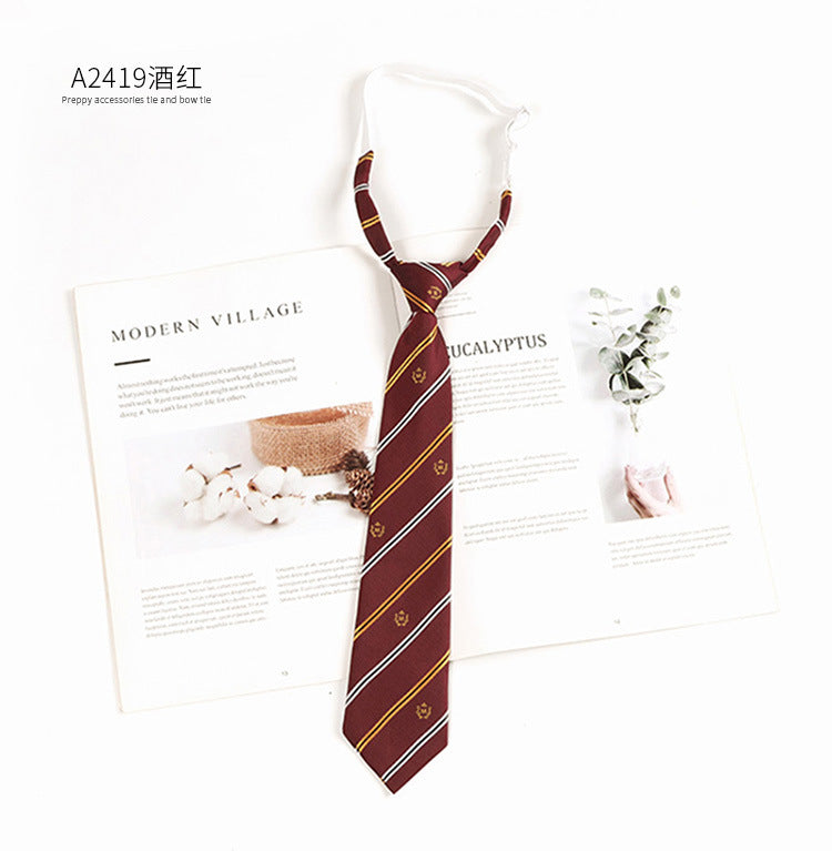 Brown Retro Tie Female Lazy Wine-Free Red Shirt Accessories All-Match Black Stripe