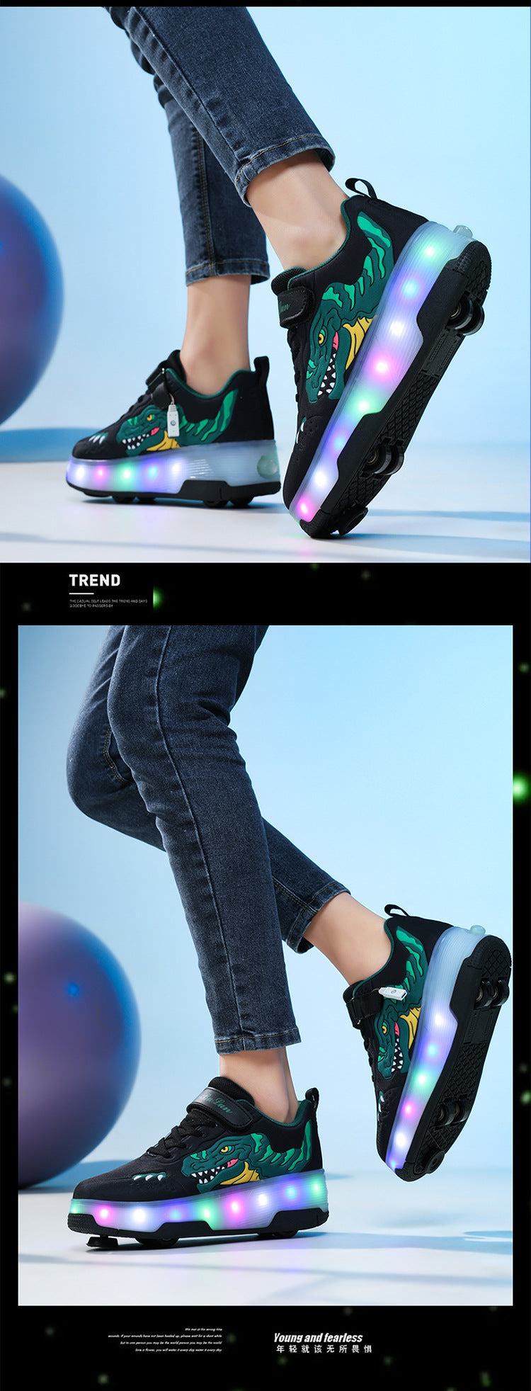 Factory Direct Sale Children's Light-Up Roller Shoes with Double Wheels, Invisible Student Roller Skates with Wheels for Walking, Suitable for Girls