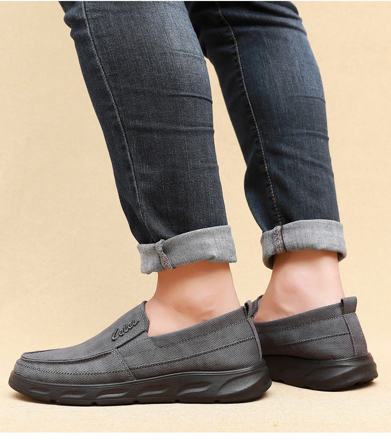Old Beijing Cloth Shoes for Men, Soft-Soled, Comfortable Dad Shoes, Middle-Aged and Elderly Non-Slip Breathable Casual Walking Shoes for Men