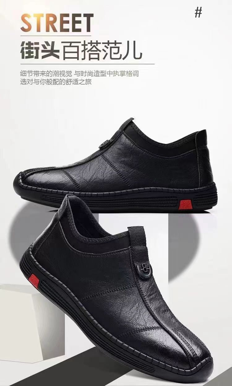 New Men's Single Cotton Casual Leather Shoes fleece-lined Warm High-top Soft Bottom Dad Shoes Simple Fashion Men's Cotton Shoes