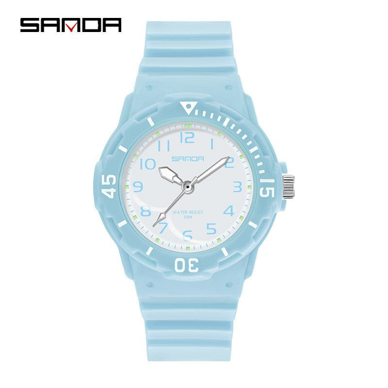 Sanda Watch Fashion All-match Small Fresh Men's and Women's Couple Watch Middle School Students' Simple Waterproof Luminous Quartz Watch