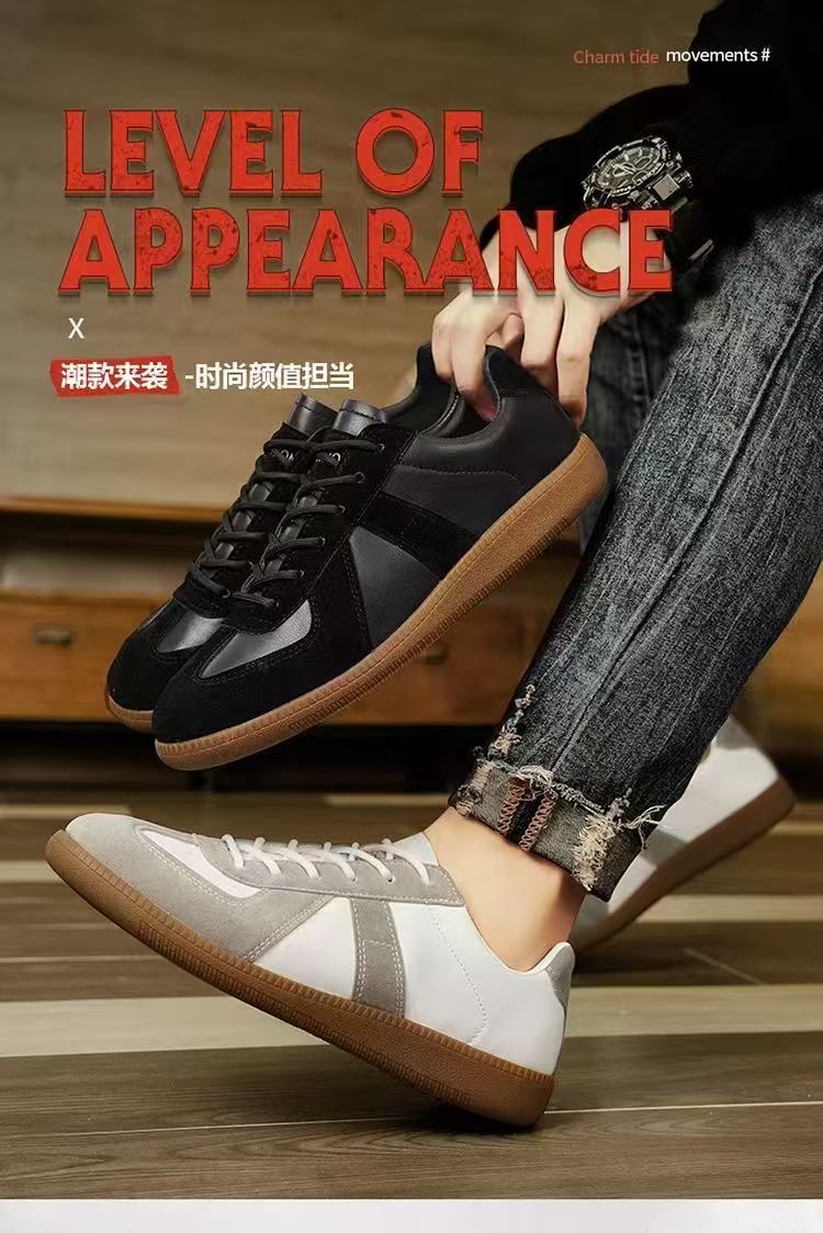 Men's Shoes 2025 Spring New Moral Training Shoes Men's Cloth Breathable Thick-Soled Sneakers Color Matching Lace-Up Casual Shoes