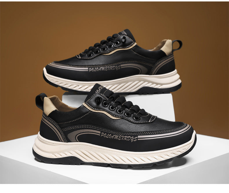 Paul Men's Shoes 2025 New Autumn and Winter Leather Work Men's Casual Shoes Lightweight Running Sports Torre Trendy Shoes