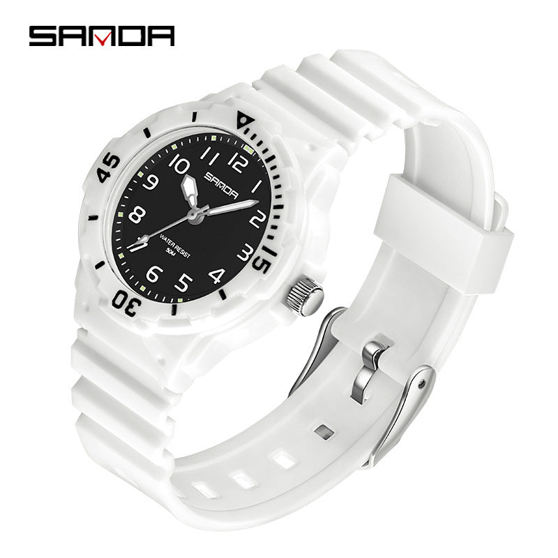 Sanda Watch Fashion All-match Small Fresh Men's and Women's Couple Watch Middle School Students' Simple Waterproof Luminous Quartz Watch
