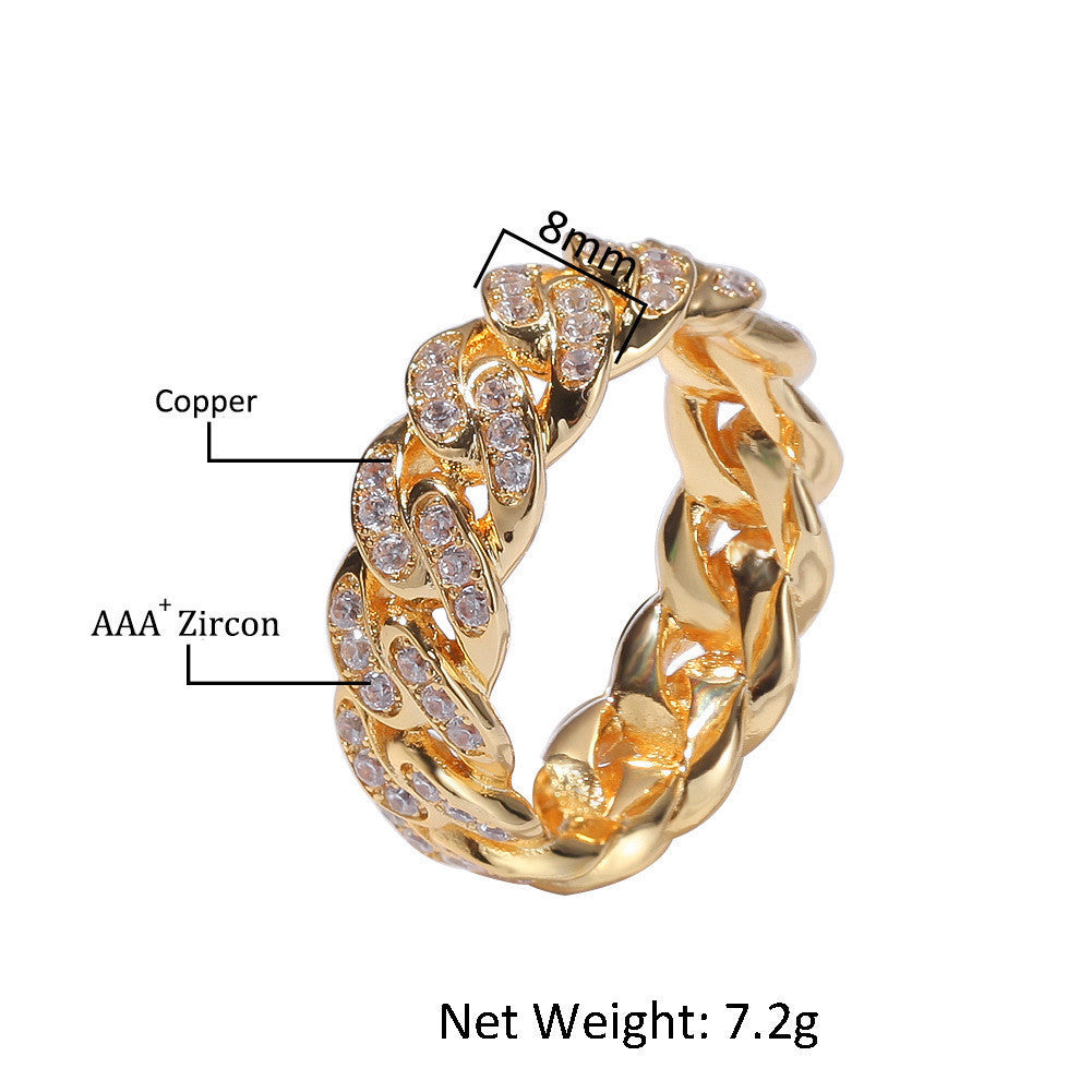 Diamond Watch🔥🔥🔥🔥 Five-Piece Diamond Cuban Chain Cross Necklace Cuban Ring