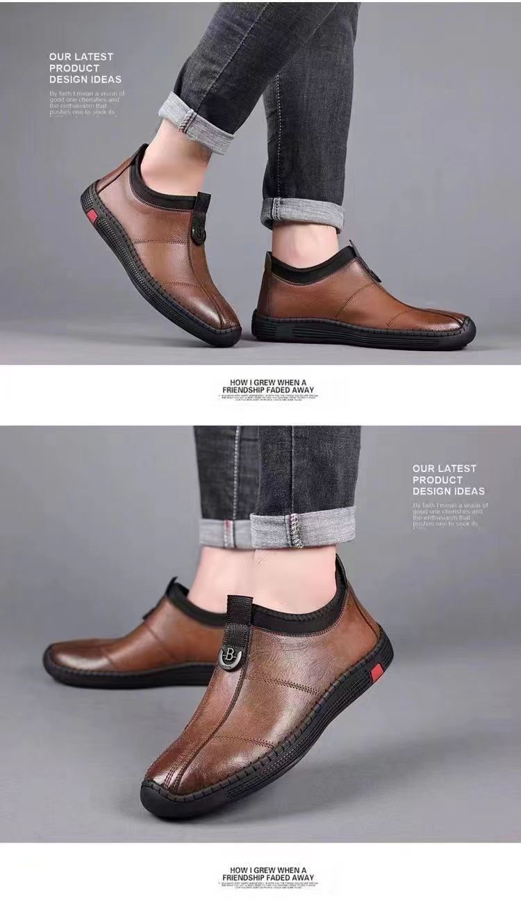 New Men's Single Cotton Casual Leather Shoes fleece-lined Warm High-top Soft Bottom Dad Shoes Simple Fashion Men's Cotton Shoes