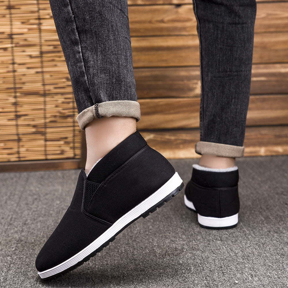 Old Beijing cloth shoes men's non-slip breathable men's wear-resistant soft bottom labor protection fleece-lined cotton shoes casual Sports men's shoes