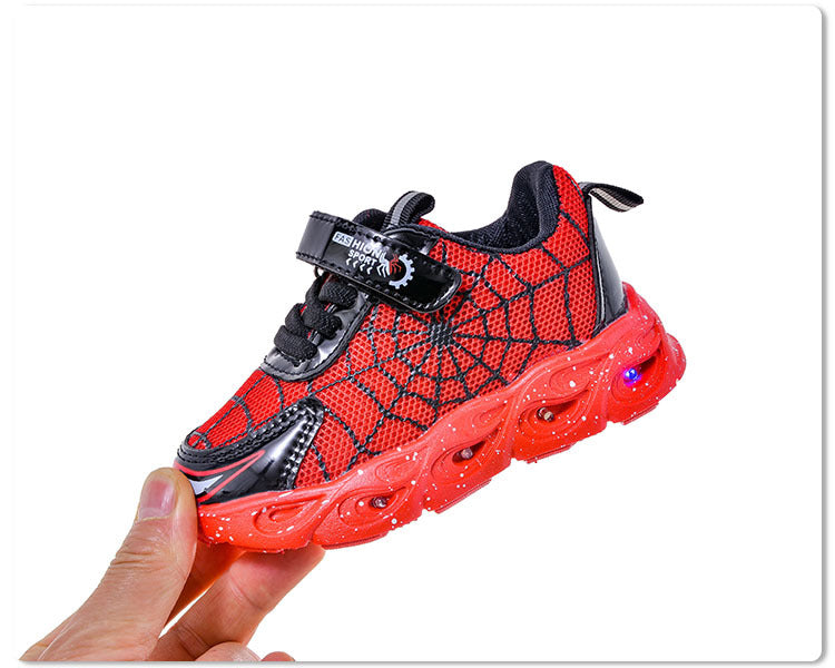 children's sneaker with lights  spring and autumn new boys mesh shoes small and medium-sized