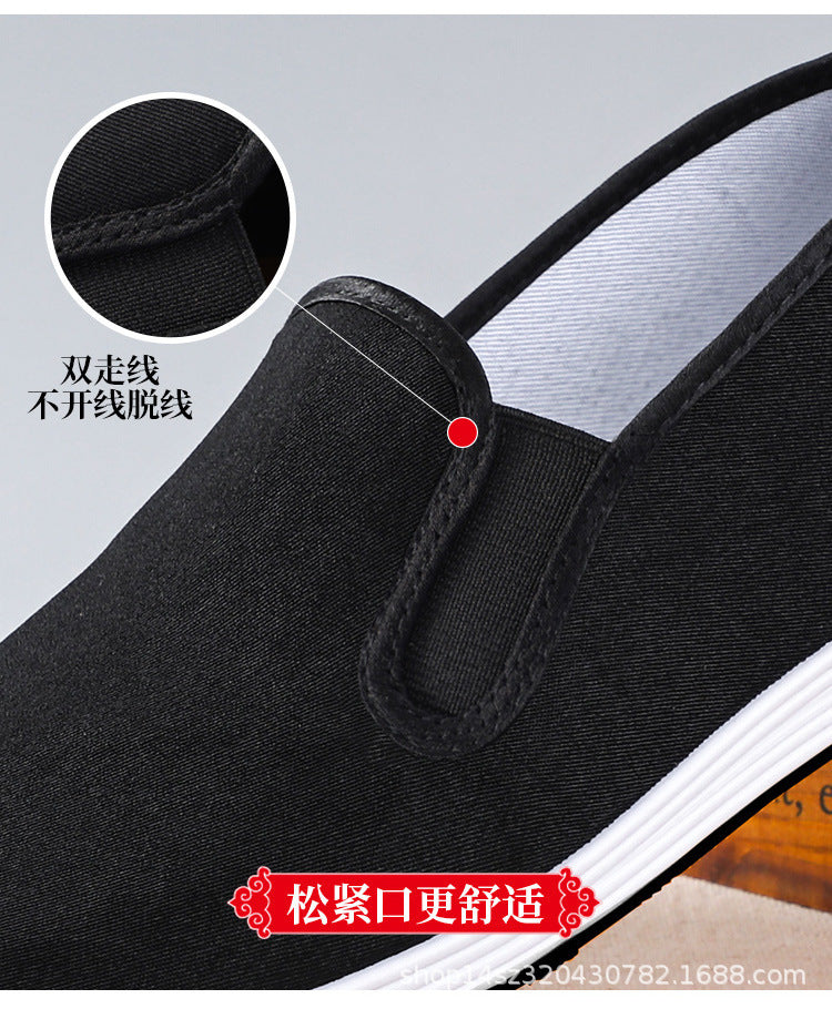 Old Beijing Cloth Shoes Men's Soft Sole Breathable Driving Work Shoes Black Rubber Sole Imitation Thousand Layer Sole Flats Cloth Shoes for Men