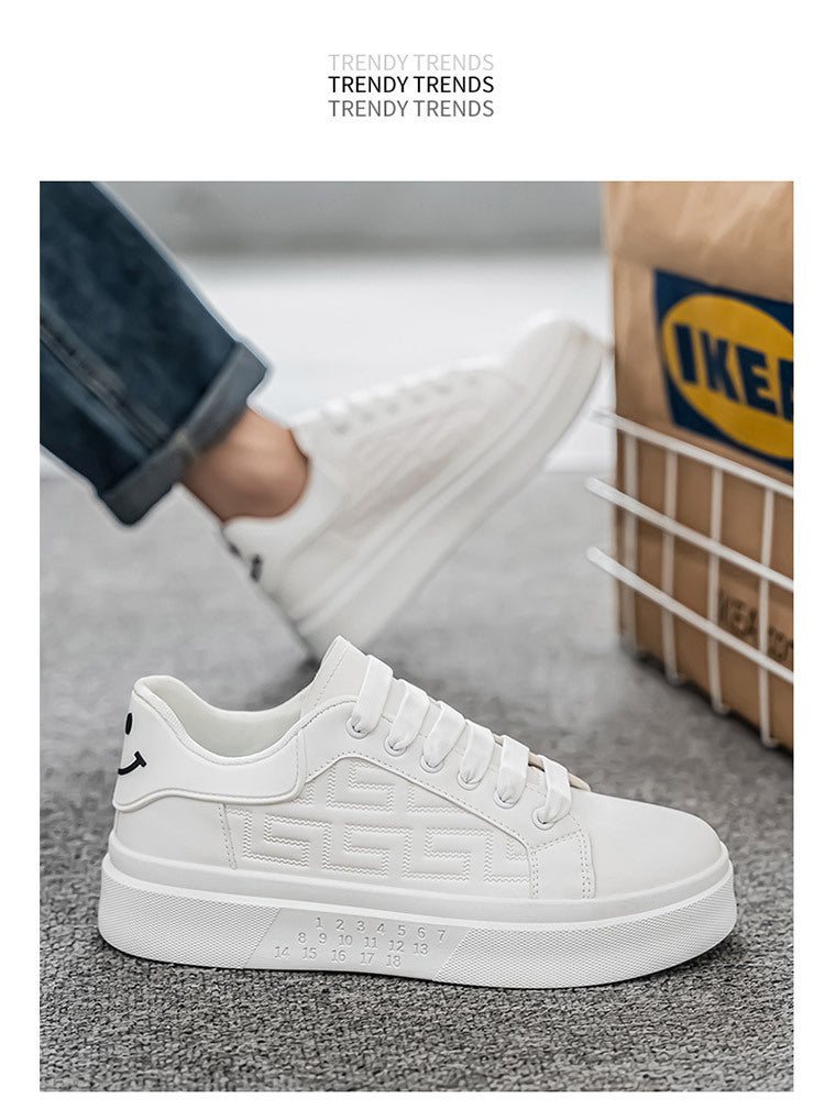 Men's Shoes New White Shoes Men's All-match Breathable Thick-soled Heightened Casual Sports Running Board Shoes Waterproof for Male Students
