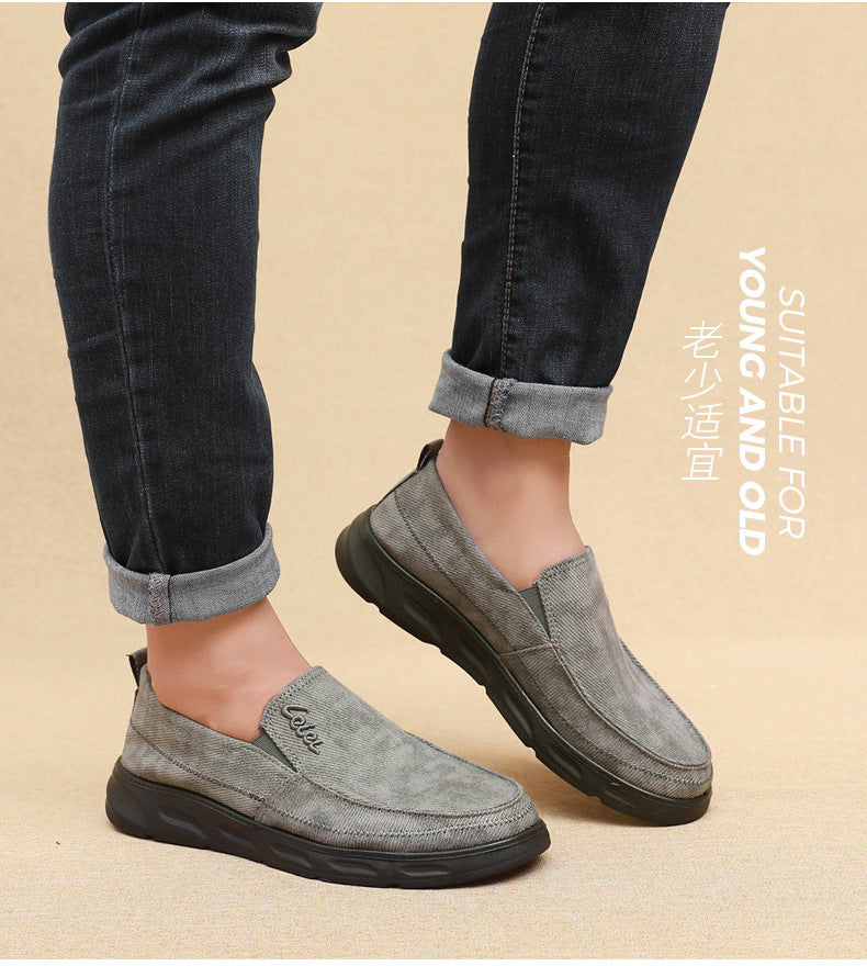 Old Beijing Cloth Shoes for Men, Soft-Soled, Comfortable Dad Shoes, Middle-Aged and Elderly Non-Slip Breathable Casual Walking Shoes for Men