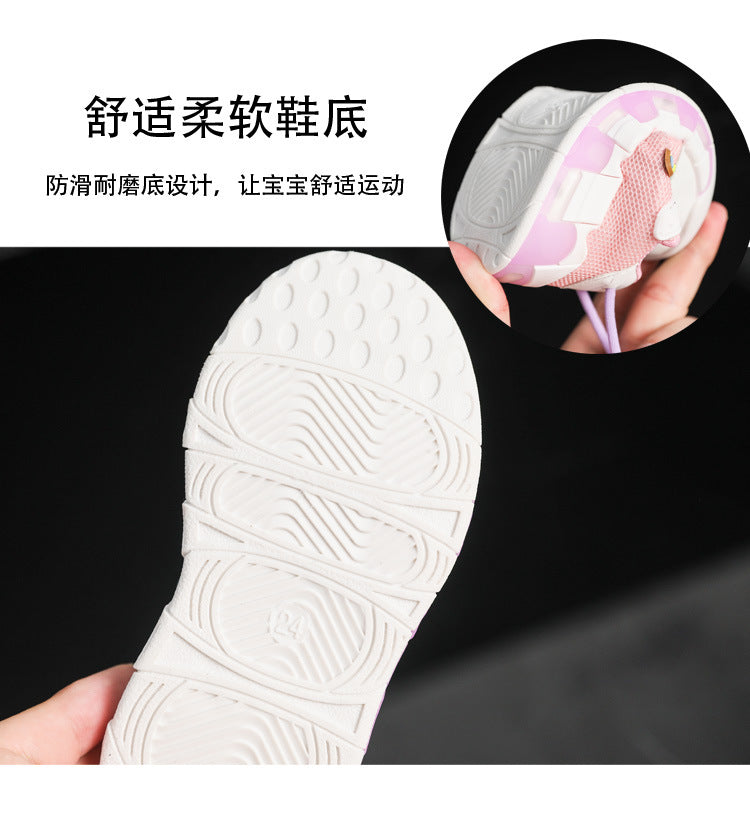 mesh sports shoes with lights children's shoes breathable casual boys and girls letters baby children's shoes in stock