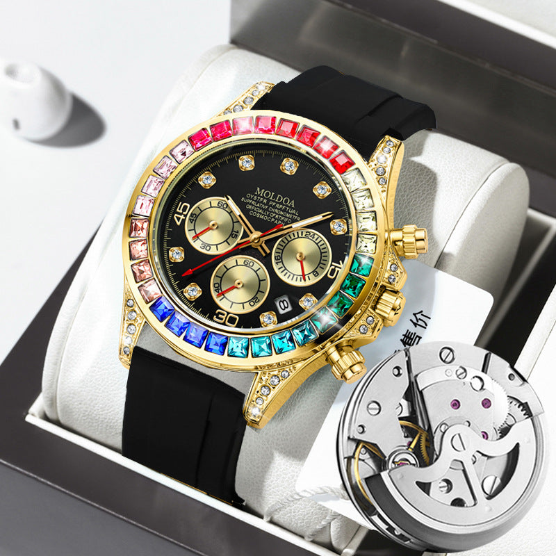 New Product Rainbow Di Same Style Watch Men's Three-Eye Six-Pin Multi-Functional Business Quartz Watch