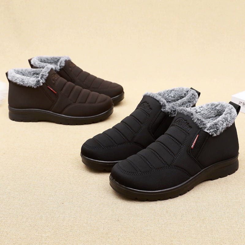 Old Beijing cloth shoes men's cotton shoes winter fleece-lined warm middle-aged and elderly dad shoes waterproof non-slip old men's cotton boots
