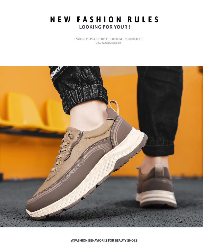 Paul Men's Shoes 2025 New Autumn and Winter Leather Work Men's Casual Shoes Lightweight Running Sports Torre Trendy Shoes