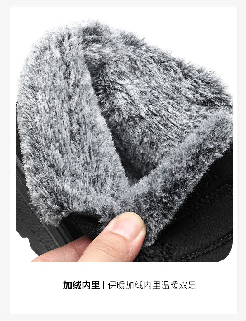Old Beijing cloth shoes men's cotton shoes winter fleece-lined warm middle-aged and elderly dad shoes waterproof non-slip old men's cotton boots