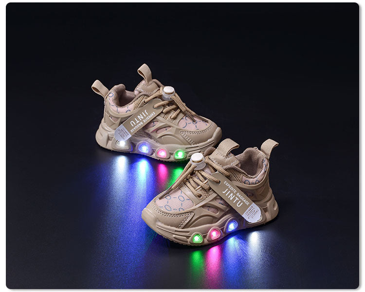Spring and Autumn New Style Luminous Men's Sports Shoes with Lights, Cloth Women's Casual Shoes, Children's Led Lighted Toddler Shoes in Stock