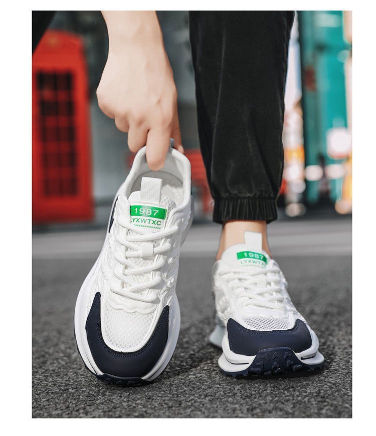 Mesh Men's Shoes Summer 2024 New Soft-Soled Breathable Shoes Versatile White Shoes Men's Casual Sports Shoes Trend