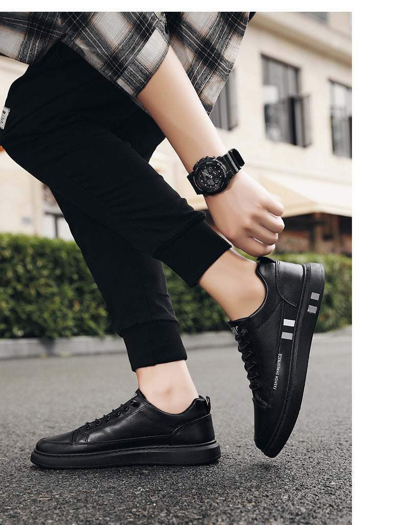 Breathable White Shoes for Men 2024 New Korean Style Trendy Casual Men's Trendy Shoes White Shoes Leather Panel Shoes Spring Live Broadcast