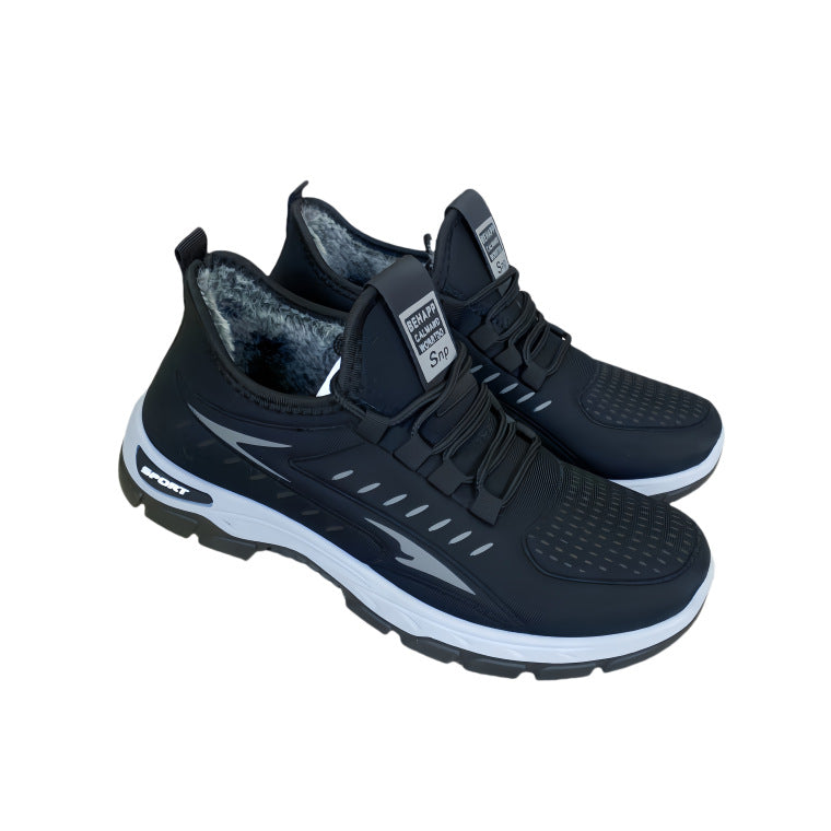 Winter New fleece-lined Men's Cotton Shoes Old Beijing Cloth Shoes Comfortable Middle-aged and Elderly Casual Dad Shoes Men's Thickened Snow Boots