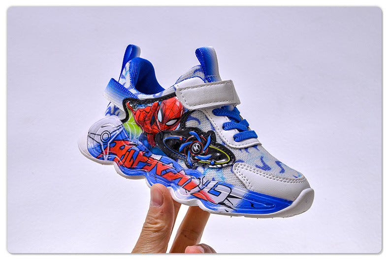 Boys' sneaker 2025 Spring and Summer Breathable Children's Mesh Lights Running Shoes Little Boy's Cartoon Luminous Children's Shoes Trendy