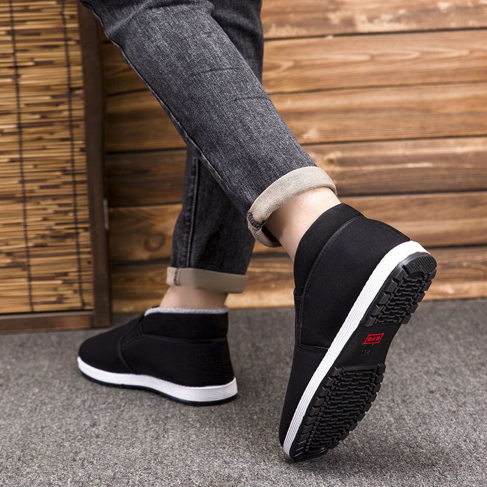 Old Beijing cloth shoes men's non-slip breathable men's wear-resistant soft bottom labor protection fleece-lined cotton shoes casual Sports men's shoes