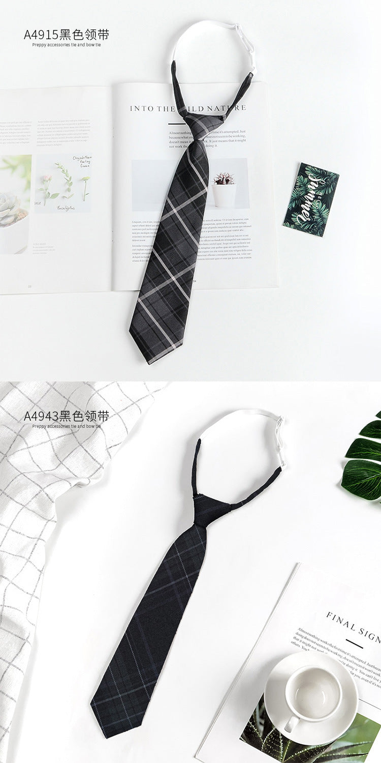 Brown Retro Tie Female Lazy Wine-Free Red Shirt Accessories All-Match Black Stripe