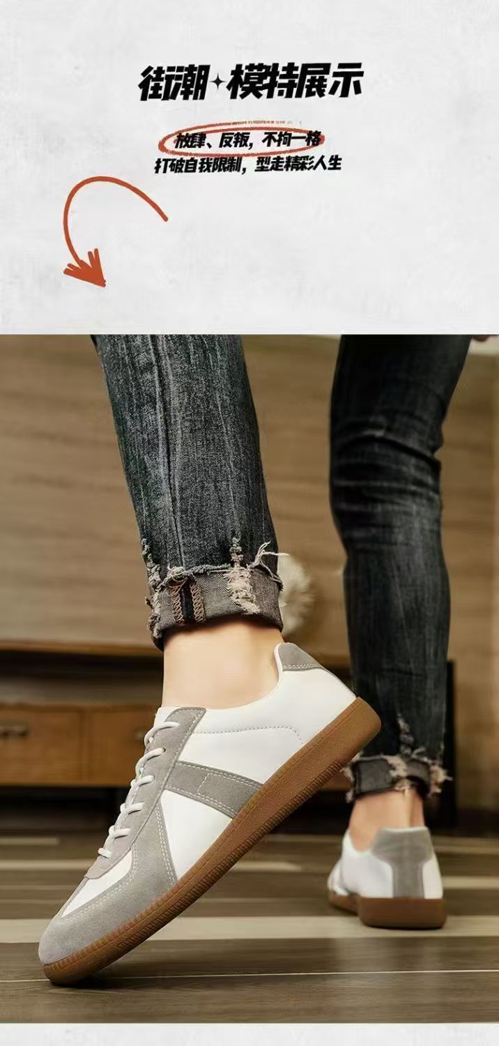 Men's Shoes 2025 Spring New Moral Training Shoes Men's Cloth Breathable Thick-Soled Sneakers Color Matching Lace-Up Casual Shoes