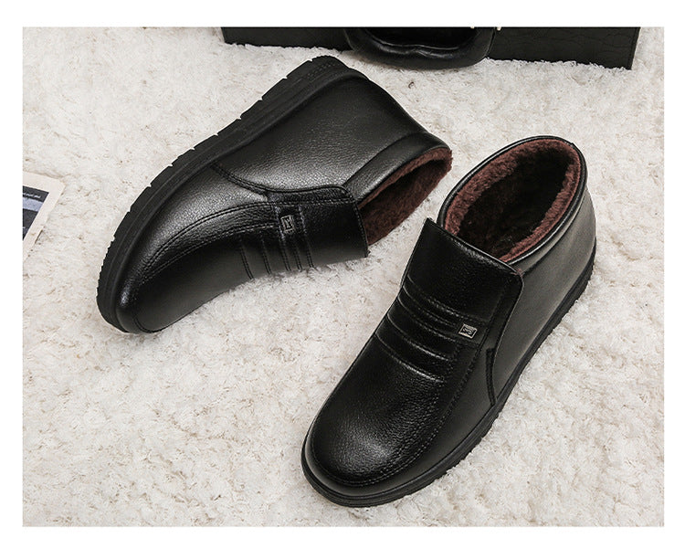 Winter Men's Dad's Cotton Shoes for Middle-Aged and Elderly People, Velvet Warm Casual Cotton Shoes, Non-Slip Footwear, Thickeneded Velvet Cotton Shoes for Men
