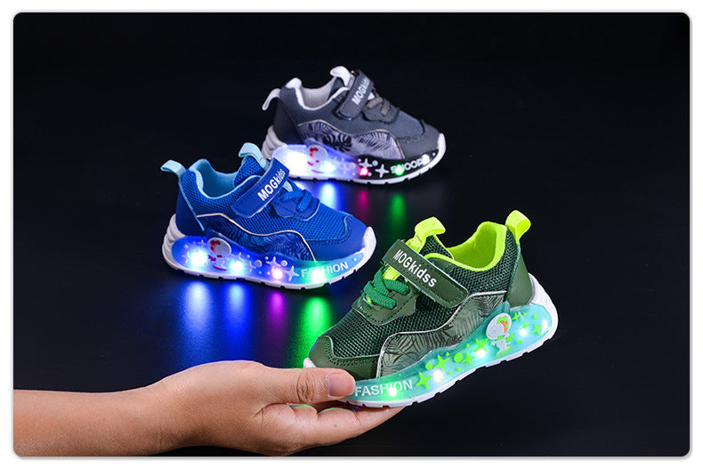Light-Up Spring & Fall Mesh Comfortable and Lightweight Casual Light-Up Shoes for Small and Medium-Sized Children