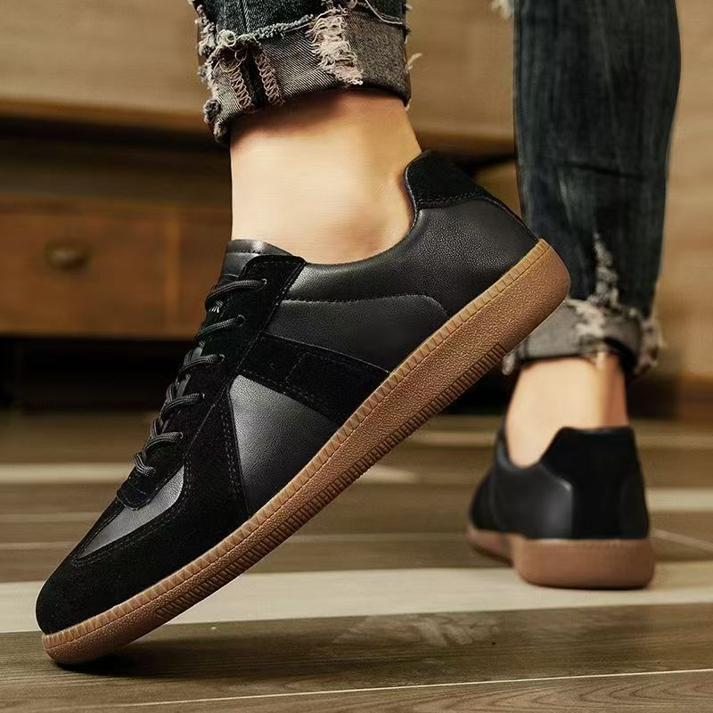 Men's Shoes 2025 Spring New Moral Training Shoes Men's Cloth Breathable Thick-Soled Sneakers Color Matching Lace-Up Casual Shoes