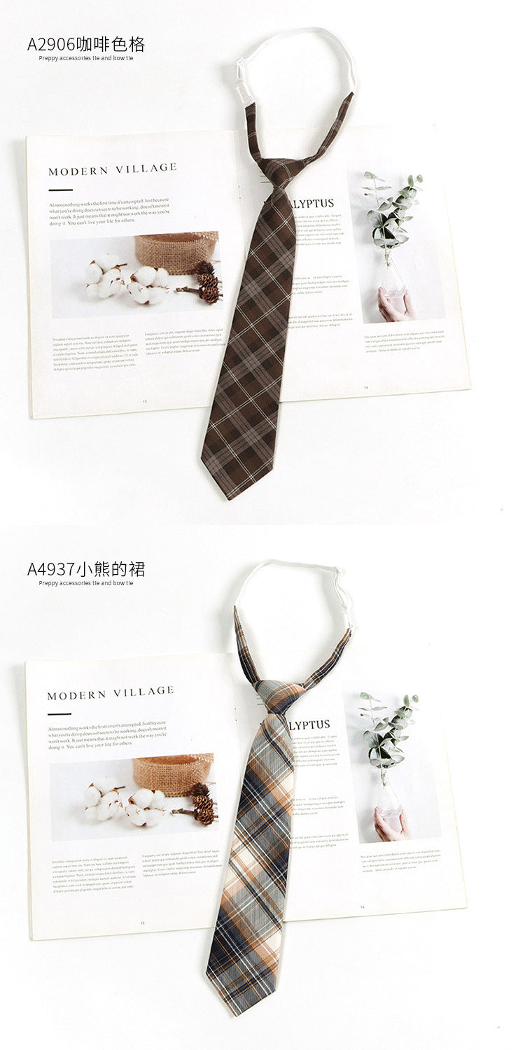 Brown Retro Tie Female Lazy Wine-Free Red Shirt Accessories All-Match Black Stripe