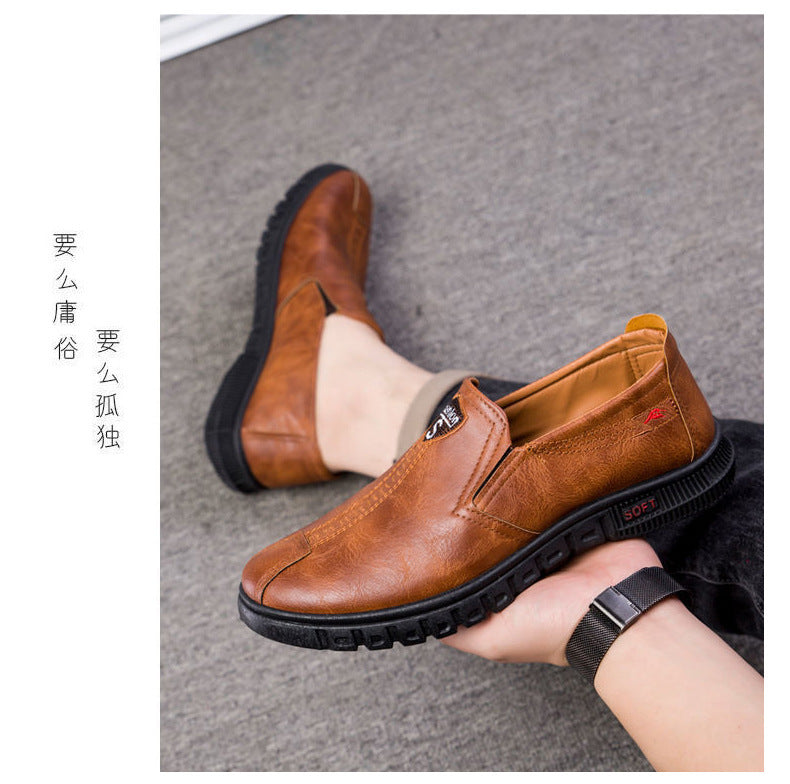 Men's Shoes 2026 New Business Casual Shoes British Style Slip-On Men's Casual Korean Style Breathable Leather Shoes with a High-End Feel