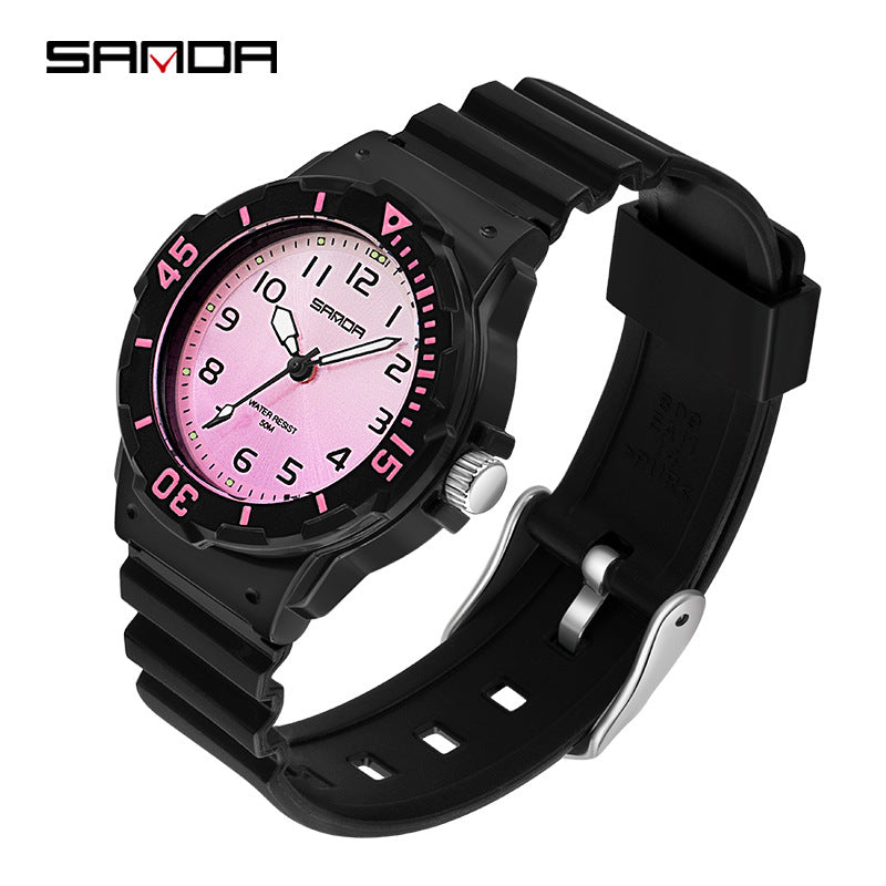Sanda Watch Fashion All-match Small Fresh Men's and Women's Couple Watch Middle School Students' Simple Waterproof Luminous Quartz Watch