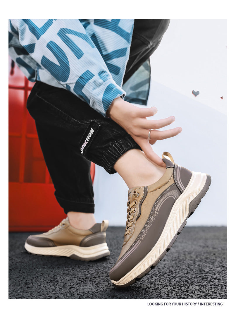 Paul Men's Shoes 2025 New Autumn and Winter Leather Work Men's Casual Shoes Lightweight Running Sports Torre Trendy Shoes