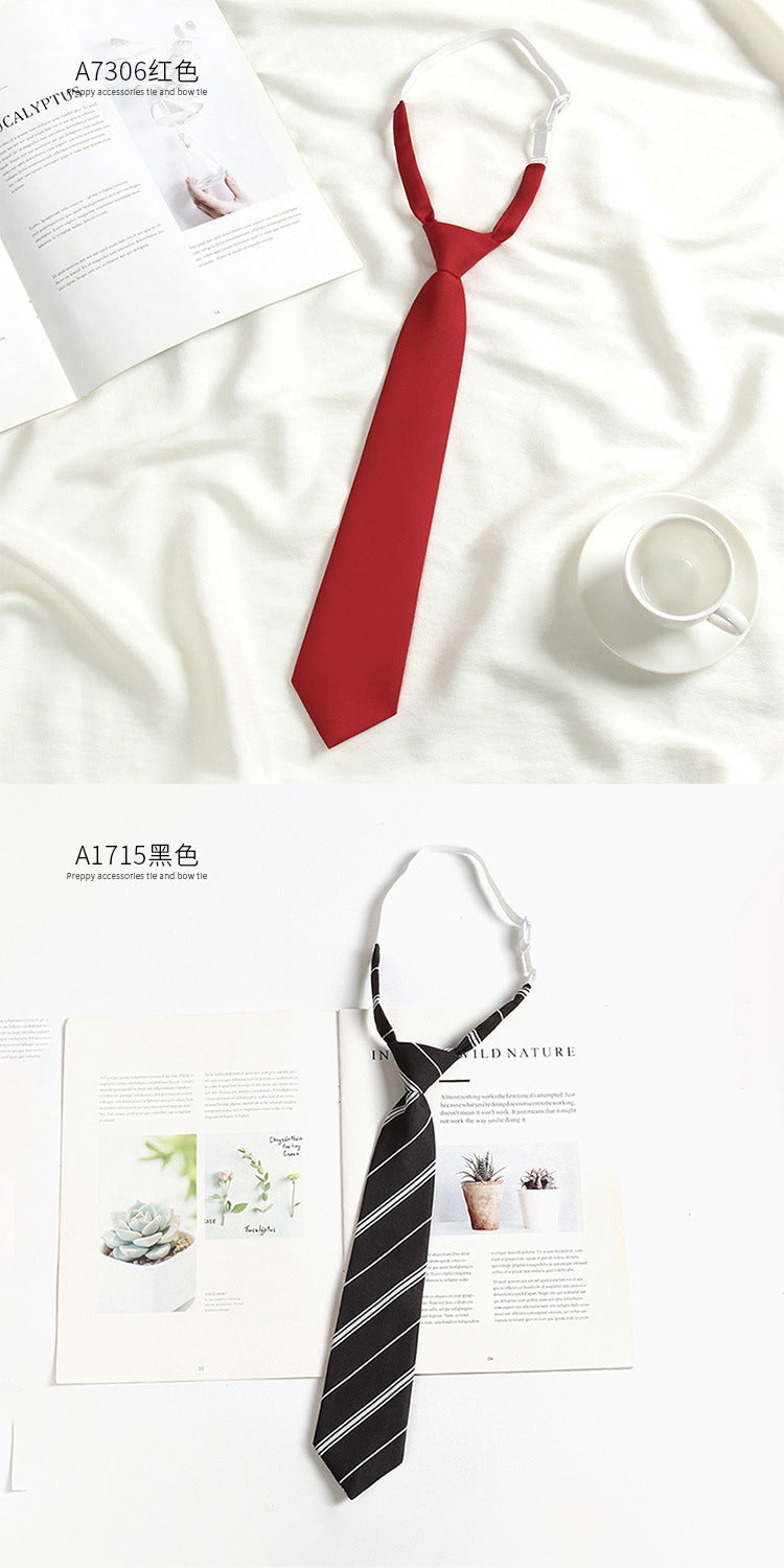 Brown Retro Tie Female Lazy Wine-Free Red Shirt Accessories All-Match Black Stripe