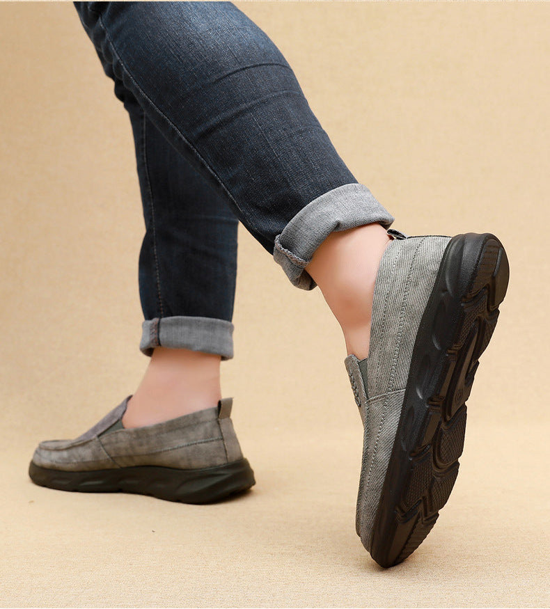 Old Beijing Cloth Shoes for Men, Soft-Soled, Comfortable Dad Shoes, Middle-Aged and Elderly Non-Slip Breathable Casual Walking Shoes for Men