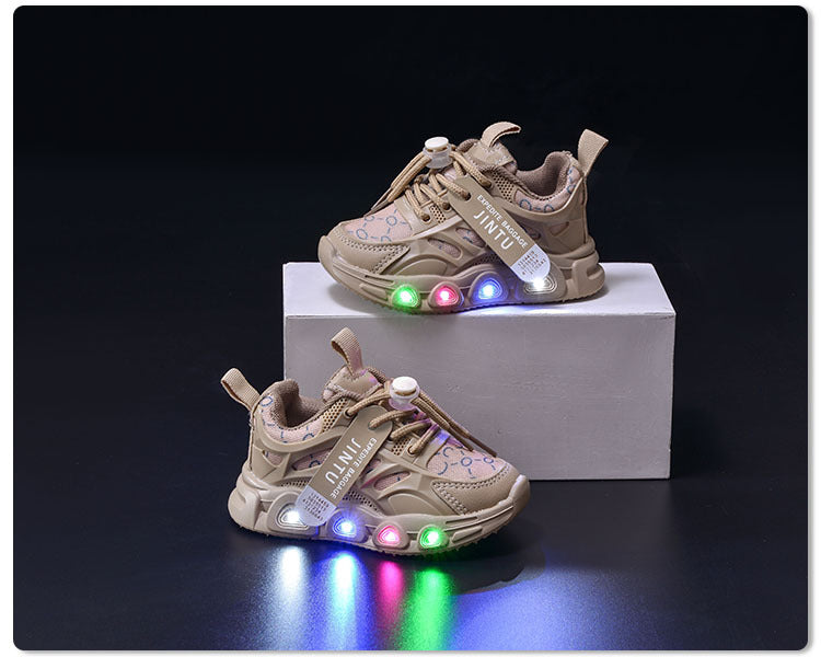 Spring and Autumn New Style Luminous Men's Sports Shoes with Lights, Cloth Women's Casual Shoes, Children's Led Lighted Toddler Shoes in Stock