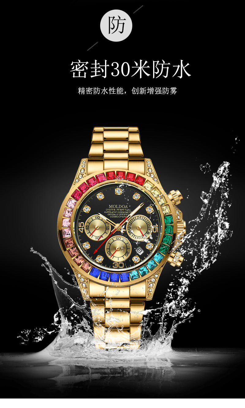 New Product Rainbow Di Same Style Watch Men's Three-Eye Six-Pin Multi-Functional Business Quartz Watch