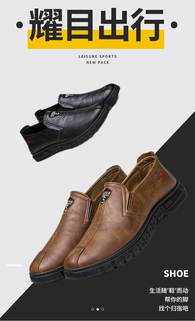 Men's Shoes 2026 New Business Casual Shoes British Style Slip-On Men's Casual Korean Style Breathable Leather Shoes with a High-End Feel