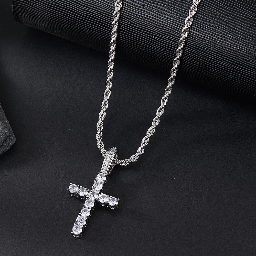 Diamond Watch🔥🔥🔥🔥 Five-Piece Diamond Cuban Chain Cross Necklace Cuban Ring