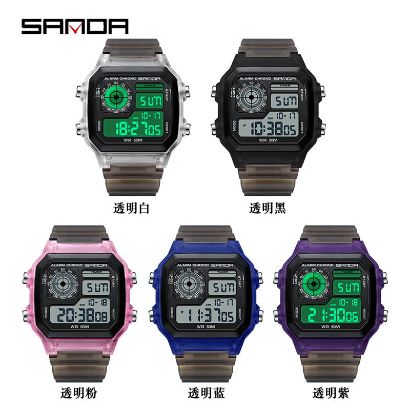🔥🔥🔥🔥 Luminous Waterproof Alarm Watch Simple Transparent Sports Watch